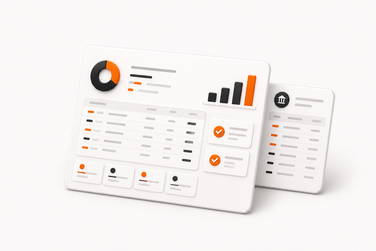 Anonymized ecommerce bookkeeping dashboard with marketplace transactions, reconciled deposits, and monthly report preview.