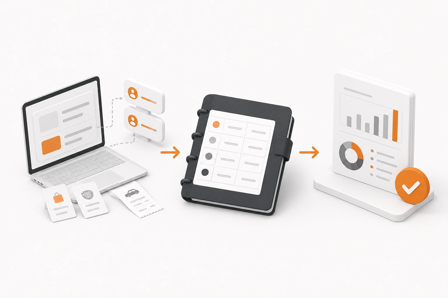 Creative professional bookkeeping workflow illustration